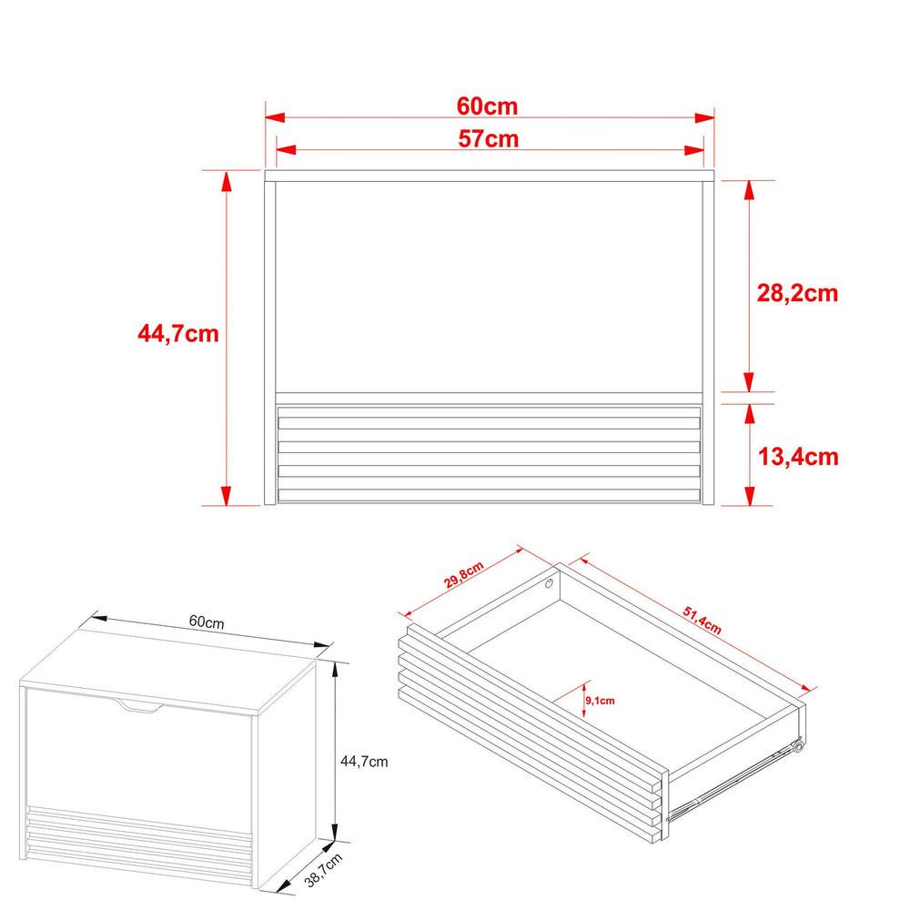Gabinete Banheiro 1 Porta 1 Gaveta 60cm Suspenso Multimóveis VCR10091 Amêndoa/Mármore Branco