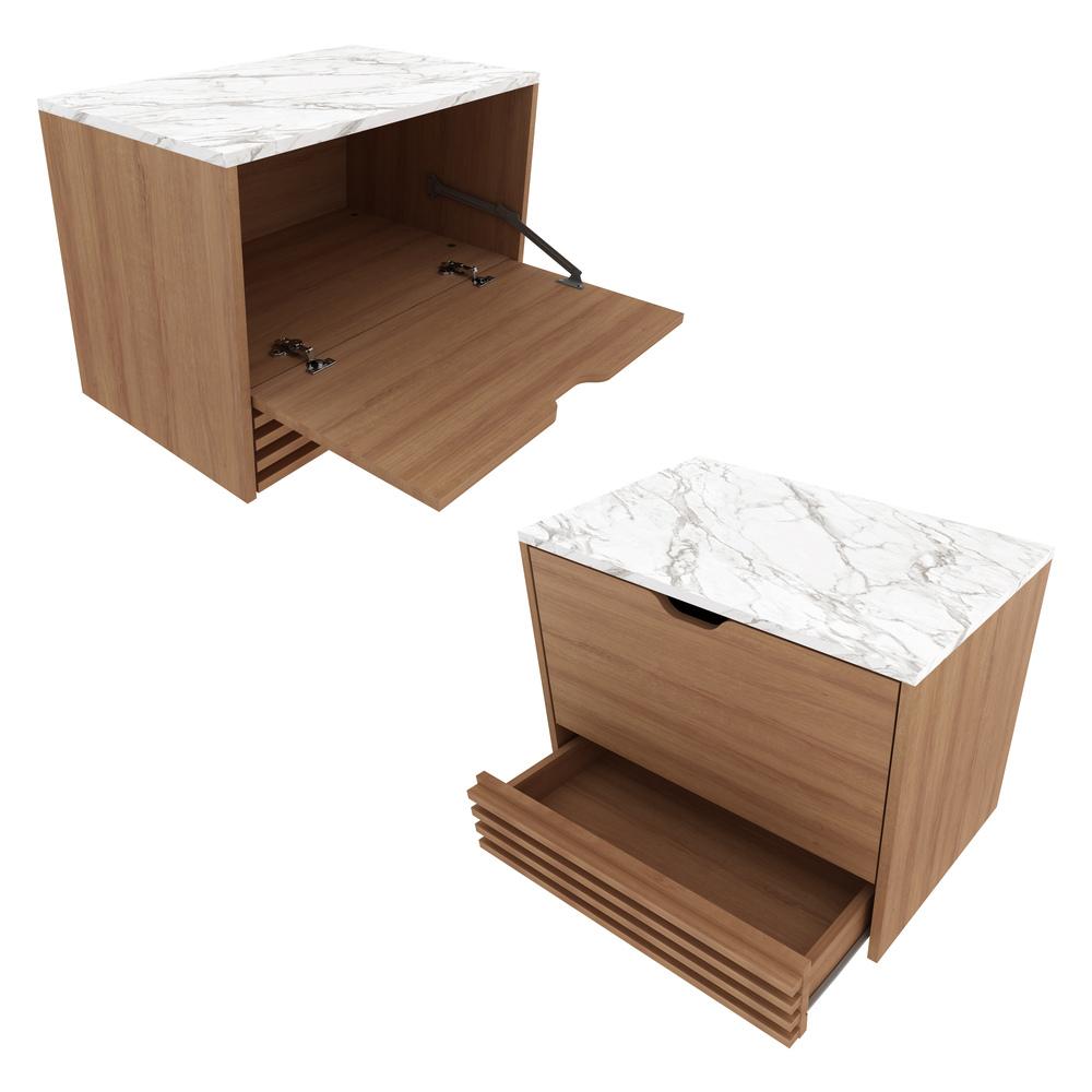 Gabinete Banheiro 1 Porta 1 Gaveta 60cm Suspenso Multimóveis VCR10091 Amêndoa/Mármore Branco