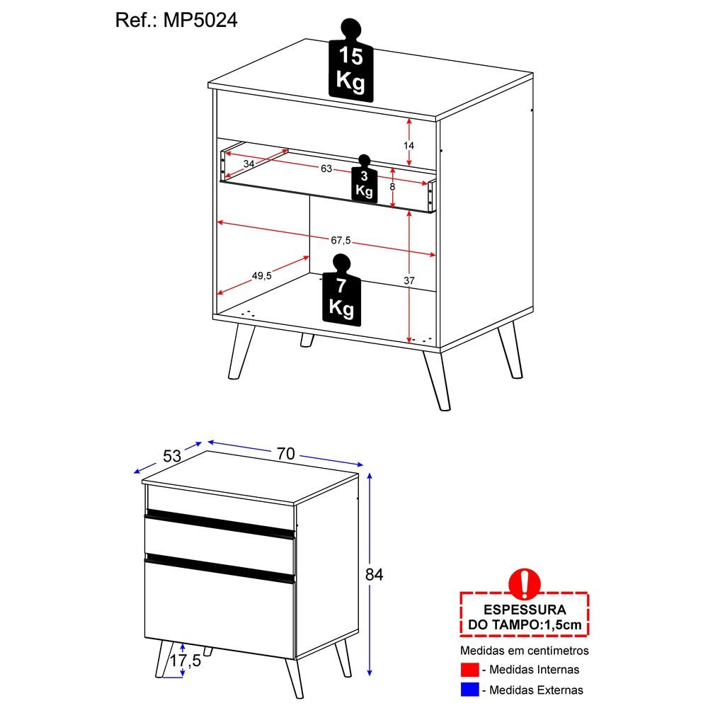 Gabinete Banheiro 1 Porta e 1 Gav Retrô 70cm Multimóveis MP5024 Branco