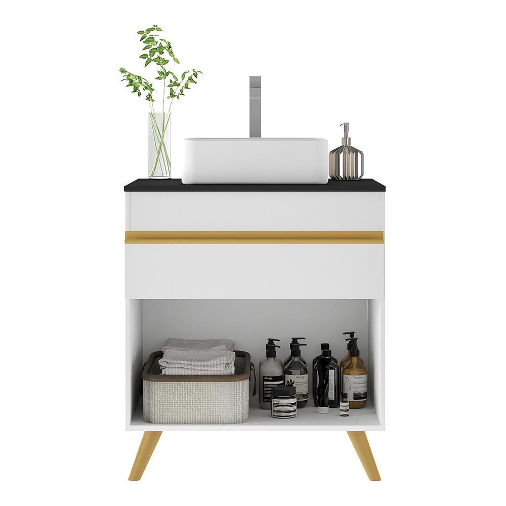 Gabinete Banheiro 1 Porta e 1 Gav Retrô 70cm Multimóveis MP5024 Branco