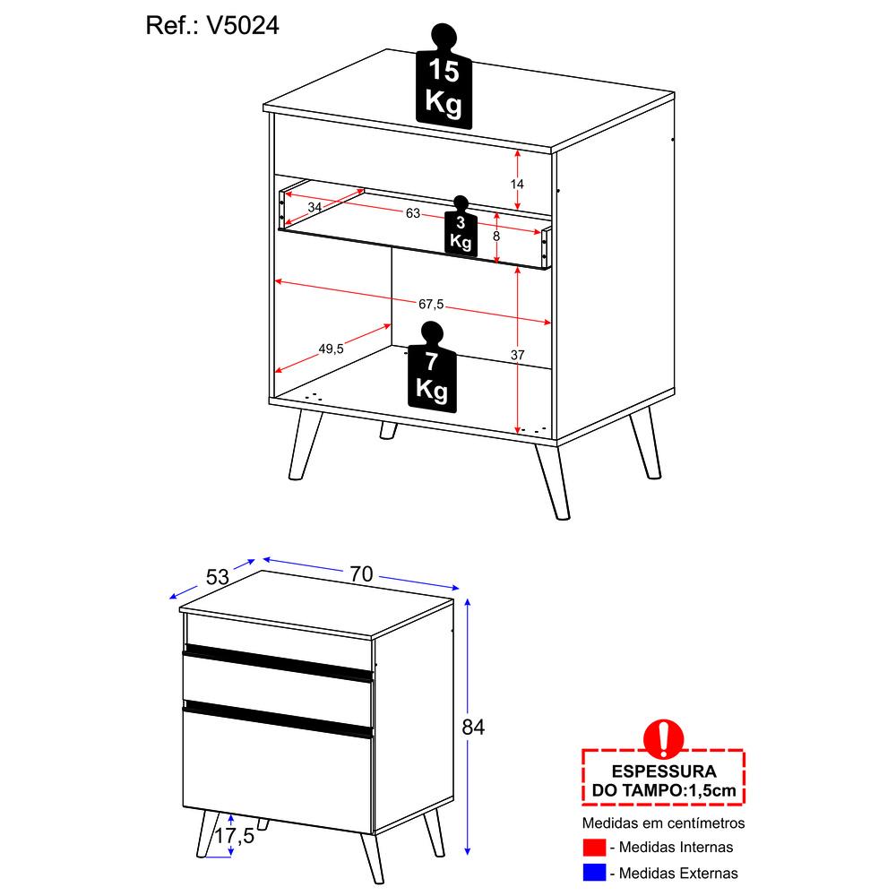 Gabinete Banheiro 1 Porta e 1 Gaveta Retrô 70cm Multimóveis V5024 Branco