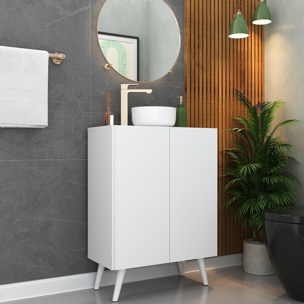 Gabinete Banheiro 2 Portas Retrô 63cm Multimóveis V5006 Branco