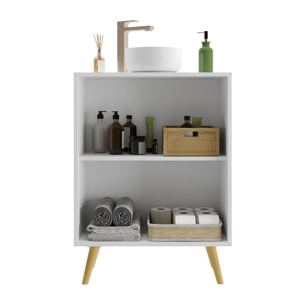 Gabinete Banheiro 2 Portas Retrô 63cm Multimóveis V5006 Branco/Natural