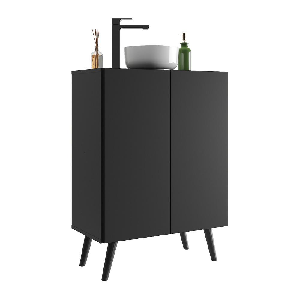 Gabinete Banheiro 2 Portas Retrô 63cm Multimóveis V5006 Preto