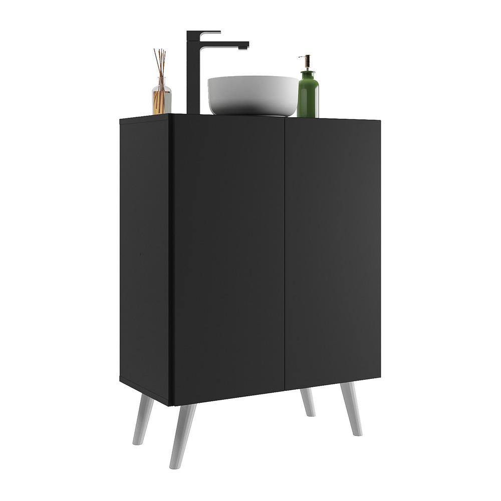 Gabinete Banheiro 2 Portas Retrô 63cm Multimóveis V5006 Preto/Branco
