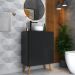 Gabinete Banheiro 2 Portas Retrô 63cm Multimóveis V5006 Preto/Natural