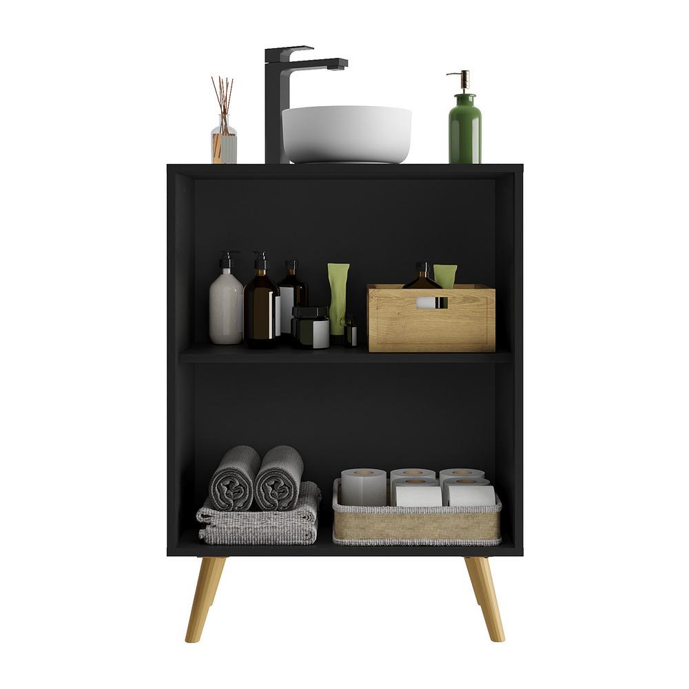 Gabinete Banheiro 2 Portas Retrô 63cm Multimóveis V5006 Preto/Natural