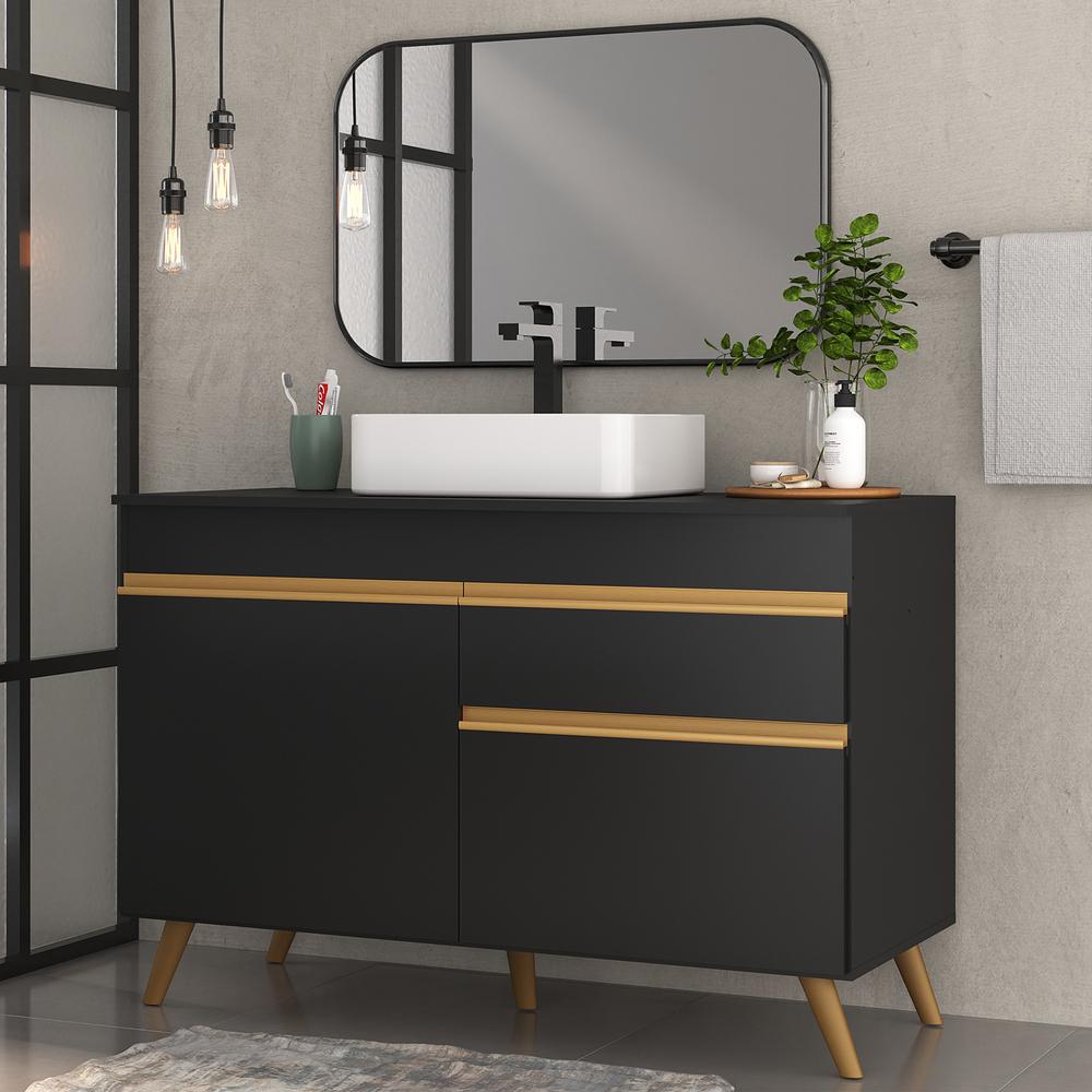 Gabinete Banheiro 2 Portas e 1 Gav Retrô 120cm Multimóveis MP5025 Preto
