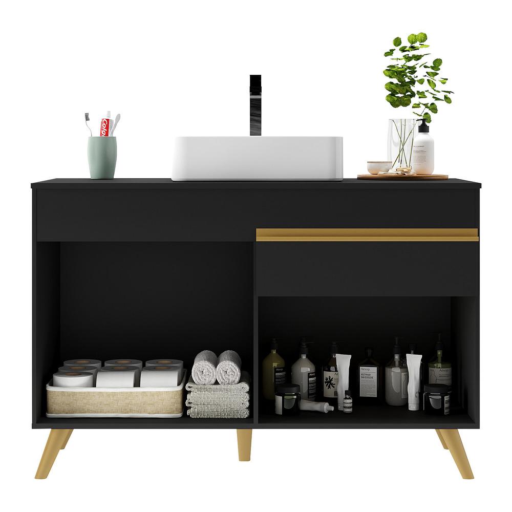 Gabinete Banheiro 2 Portas e 1 Gav Retrô 120cm Multimóveis MP5025 Preto