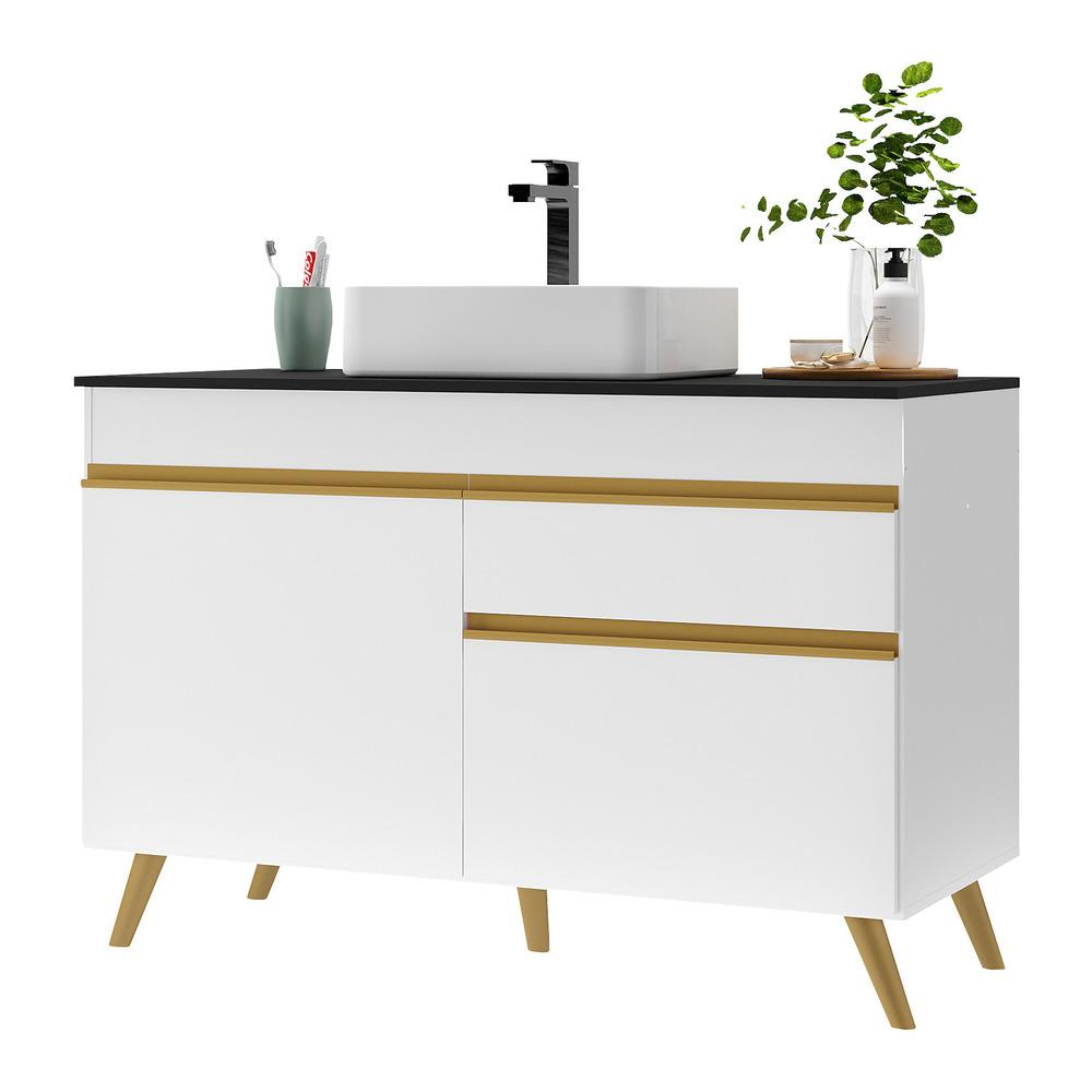 Gabinete Banheiro 2 Portas e 1 Gaveta Retrô 120cm Multimóveis V5025 Branco