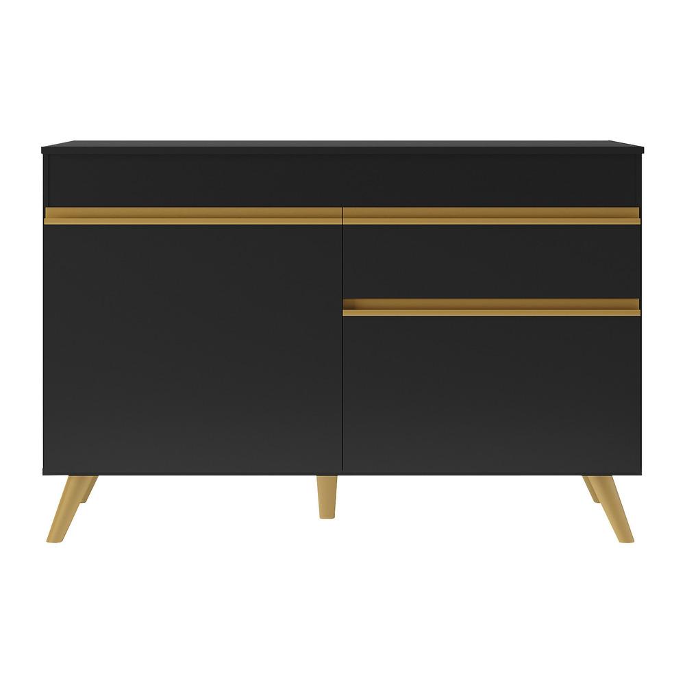 Gabinete Banheiro 2 Portas e 1 Gaveta Retrô 120cm Multimóveis V5025 Preto