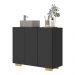 Gabinete Banheiro 3 Portas 90cm Multimóveis MP5031 Preto/Natural