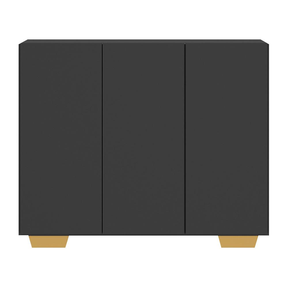 Gabinete Banheiro 3 Portas 90cm Multimóveis MP5031 Preto/Natural