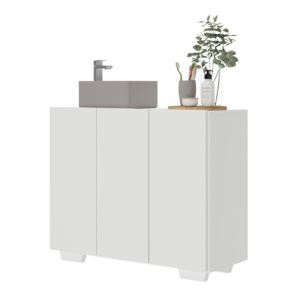 Gabinete Banheiro 3 Portas 90cm Multimóveis V5031 Branco