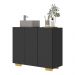 Gabinete Banheiro 3 Portas 90cm Multimóveis V5031 Preto/Natural