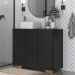 Gabinete Banheiro 3 Portas 90cm Multimóveis V5031 Preto/Natural