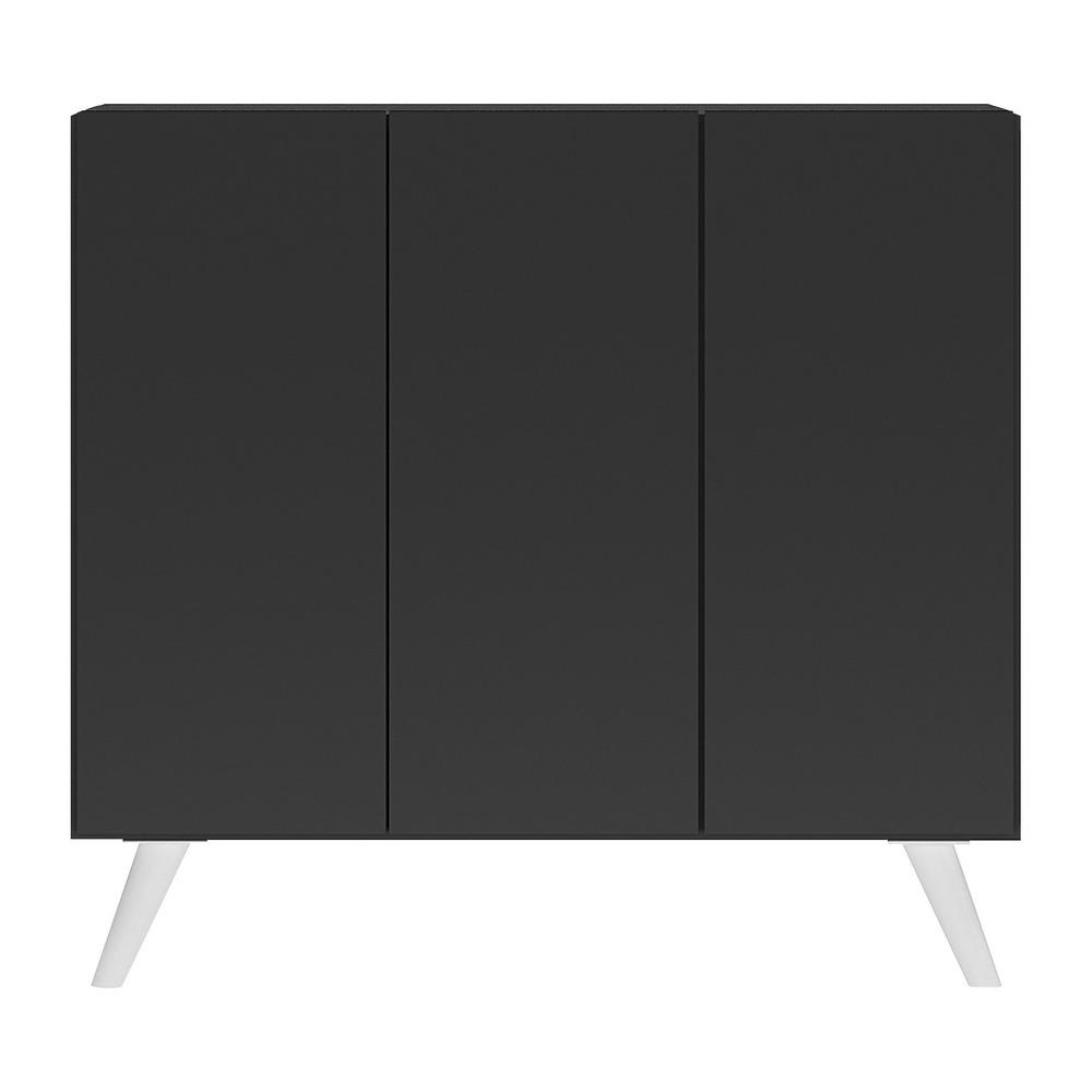 Gabinete Banheiro 3 Portas Retrô 90cm Multimóveis MP5030 Preto/Branco