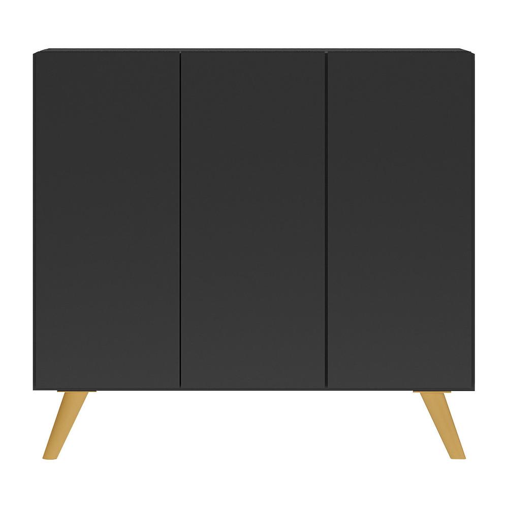 Gabinete Banheiro 3 Portas Retrô 90cm Multimóveis MP5030 Preto/Natural