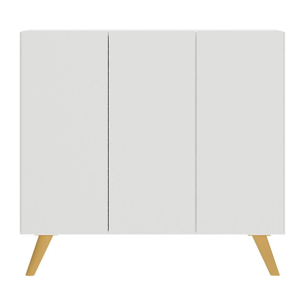 Gabinete Banheiro 3 Portas Retrô 90cm Multimóveis V5030 Branco/Natural