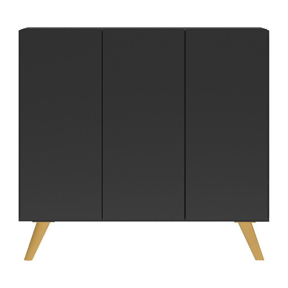 Gabinete Banheiro 3 Portas Retrô 90cm Multimóveis V5030 Preto/Natural