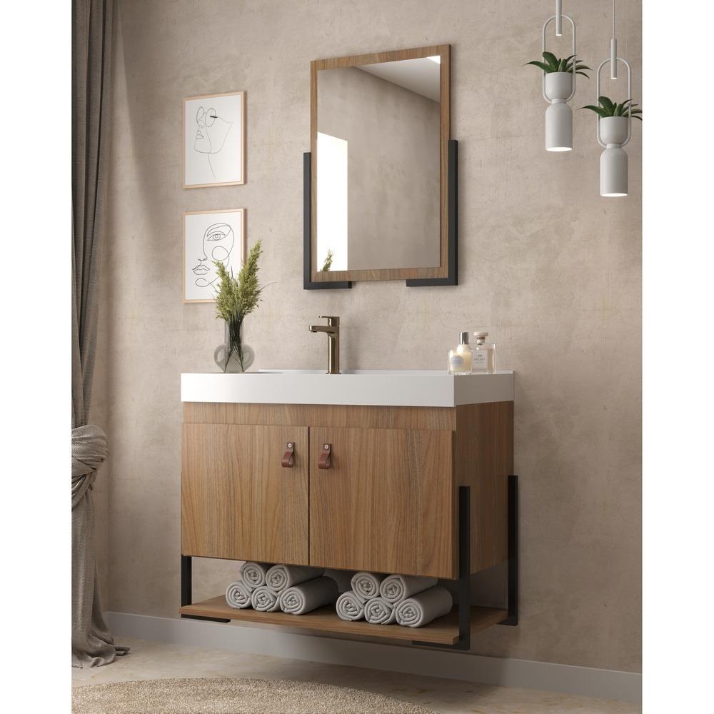 Gabinete Banheiro 60cm 2 Portas com Cuba e Espelheira Multimóveis CR10105 Noce