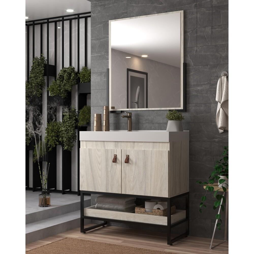 Gabinete Banheiro 79cm com Cuba e Espelheira Multimóveis CR10108 Carvalho