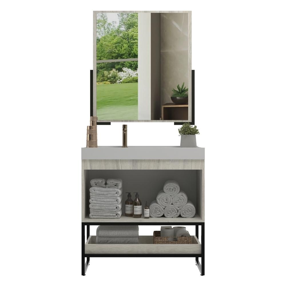 Gabinete Banheiro 79cm com Cuba e Espelheira Multimóveis CR10108 Carvalho