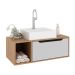 Gabinete Banheiro 80cm com 1 Porta e Nicho Multimóveis CR10122 Amêndoa/Branco