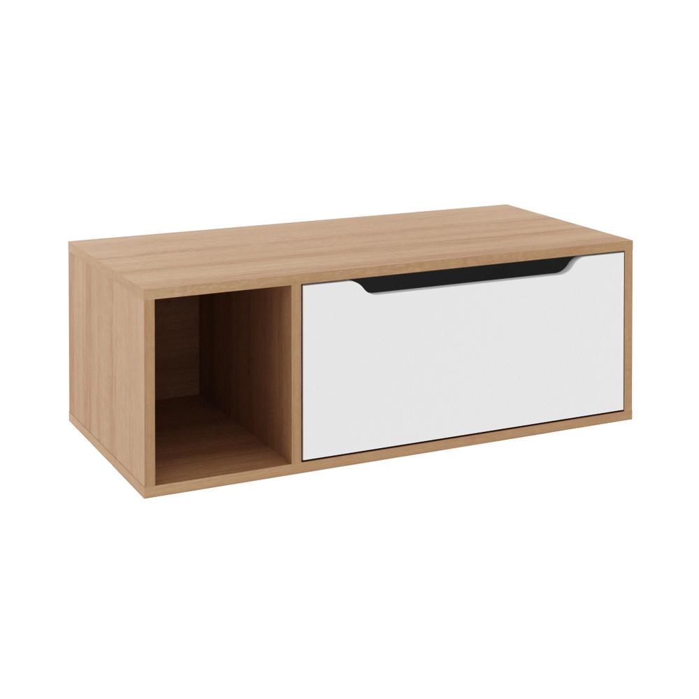 Gabinete Banheiro 80cm com 1 Porta e Nicho Multimóveis CR10122 Amêndoa/Branco