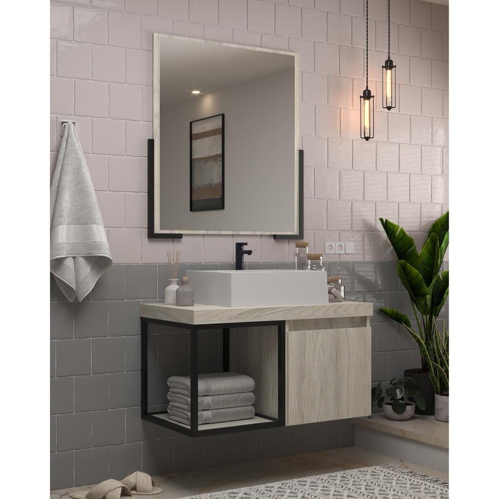 Gabinete Banheiro 80cm com Cuba e Espelheira Multimóveis CR10107 Carvalho