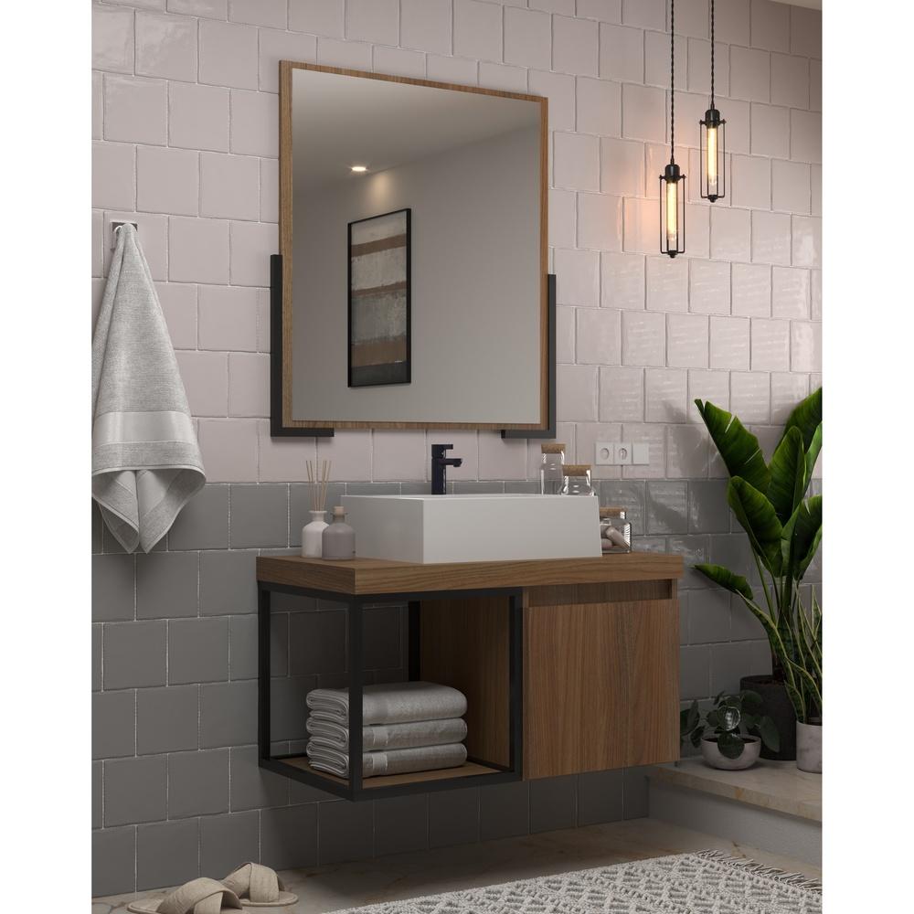 Gabinete Banheiro 80cm com Cuba e Espelheira Multimóveis CR10107 Noce