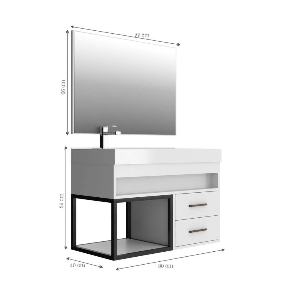 Gabinete Banheiro com Cuba e Espelheira 80cm Multimóveis CR10071 Branco