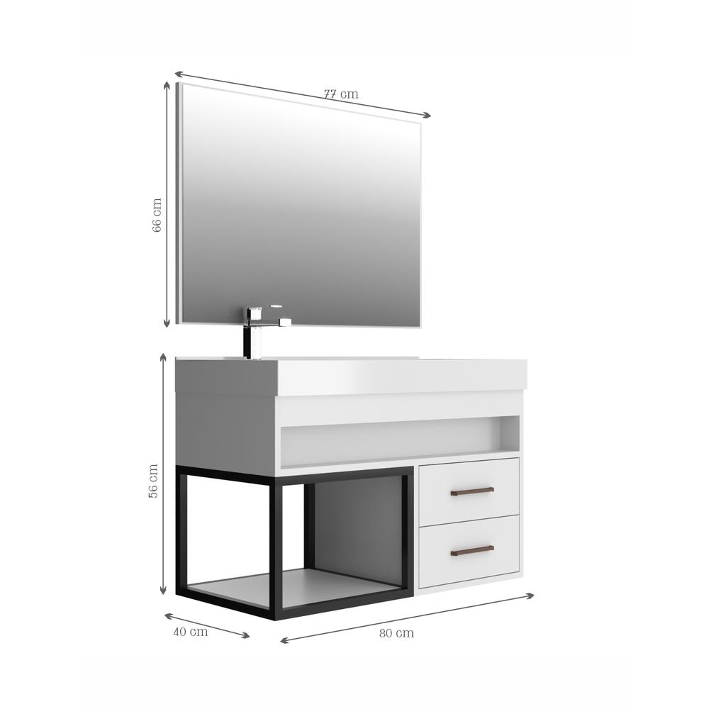 Gabinete Banheiro com Cuba e Espelheira 80cm Multimóveis CR10071 Carvalho