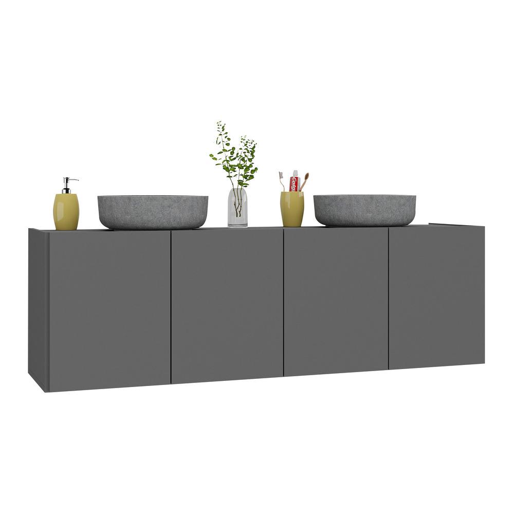 Gabinete de Banheiro 123,5cm Suspenso 4 Portas Multimóveis MP5047 Grafite