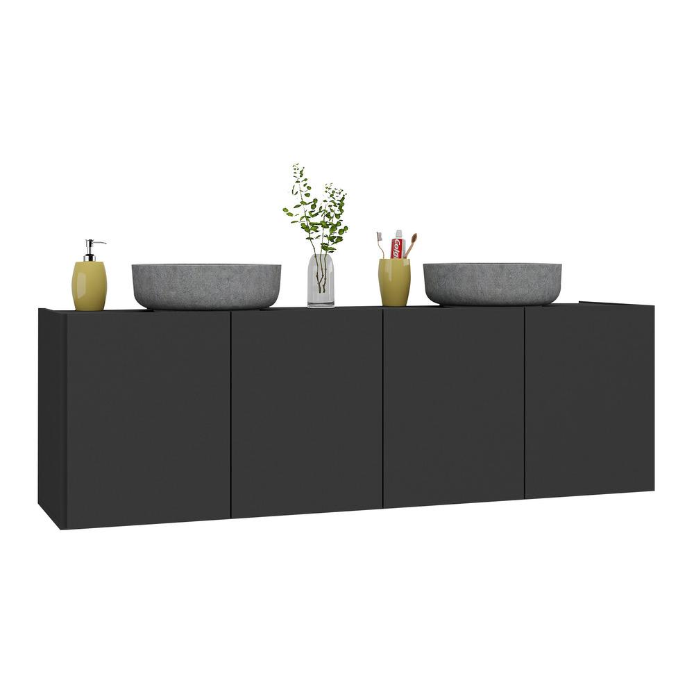 Gabinete de Banheiro 123,5cm Suspenso 4 Portas Multimóveis MP5047 Preto