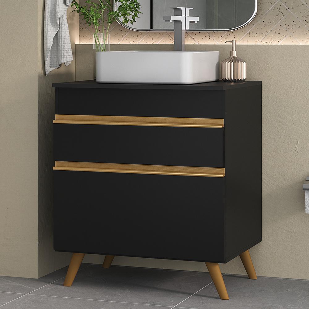 Gabinete de Banheiro Retrô Multimóveis 70 cm FG5024 Preto
