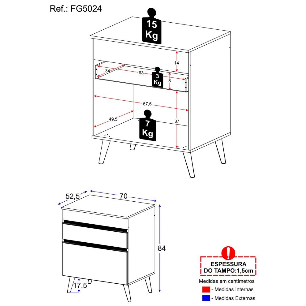 Gabinete de Banheiro Retrô Multimóveis 70 cm FG5024 Preto