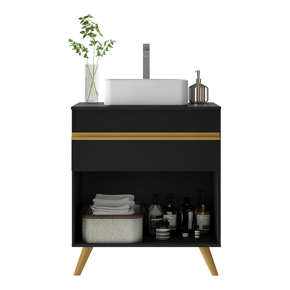 Gabinete de Banheiro Retrô Multimóveis 70 cm FG5024 Preto