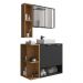 Gabinete de Banheiro Suspenso com Cuba e Espelheira 70cm Multimóveis CR10125 Preto Fosco/Naturalle