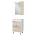 Gabinete de Banheiro com Cuba e Espelheira com LED 59cm Multimóveis CR10130 Branco/Legno Crema