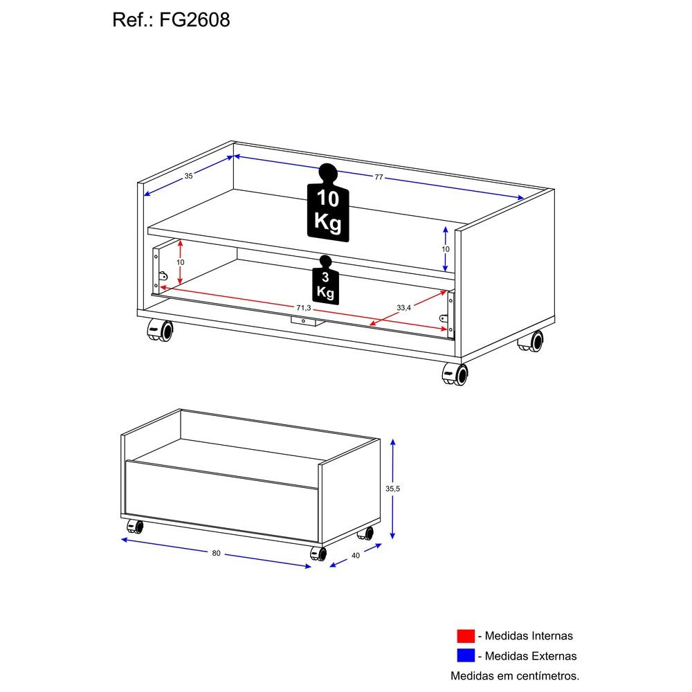 Gabinete de Banheiro com Rodízios Multimóveis 80 cm FG2608 Preto