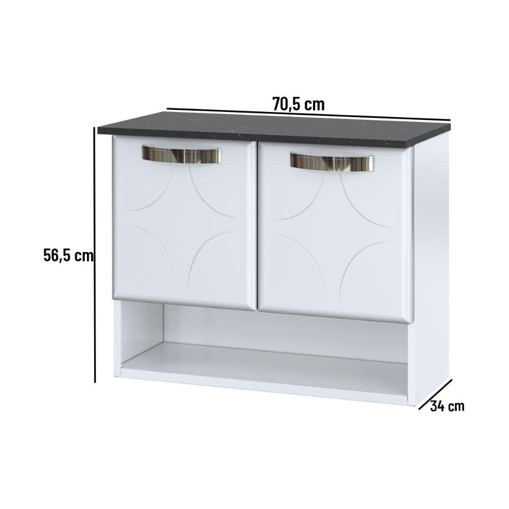 Gabinete de Banheiro com Tampo e 2 Portas Suspenso 70,5cm Multimóveis CR10143 Branco