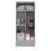 Guarda Roupa 100% MDF com espelho, 2 ptas e 1 gav Doçura Multimóveis Bco/Cza/Ros