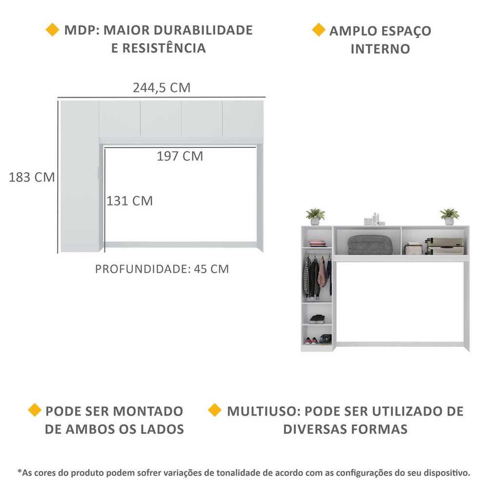 Guarda Roupa 5 Portas Dublin Multimóveis MP4021 Branco