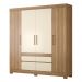 Guarda-Roupa Casal 4 Portas 4 Gavetas 200cm Multimóveis CR35282 Amêndola/Off White