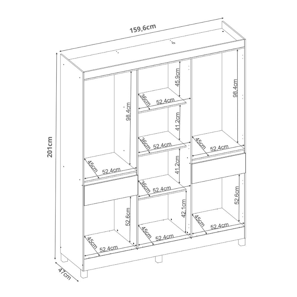 Guarda-Roupa Casal 6 Portas 2 Gavetas 160cm Multimóveis CR35287 Amêndola/Grafito Prime TX