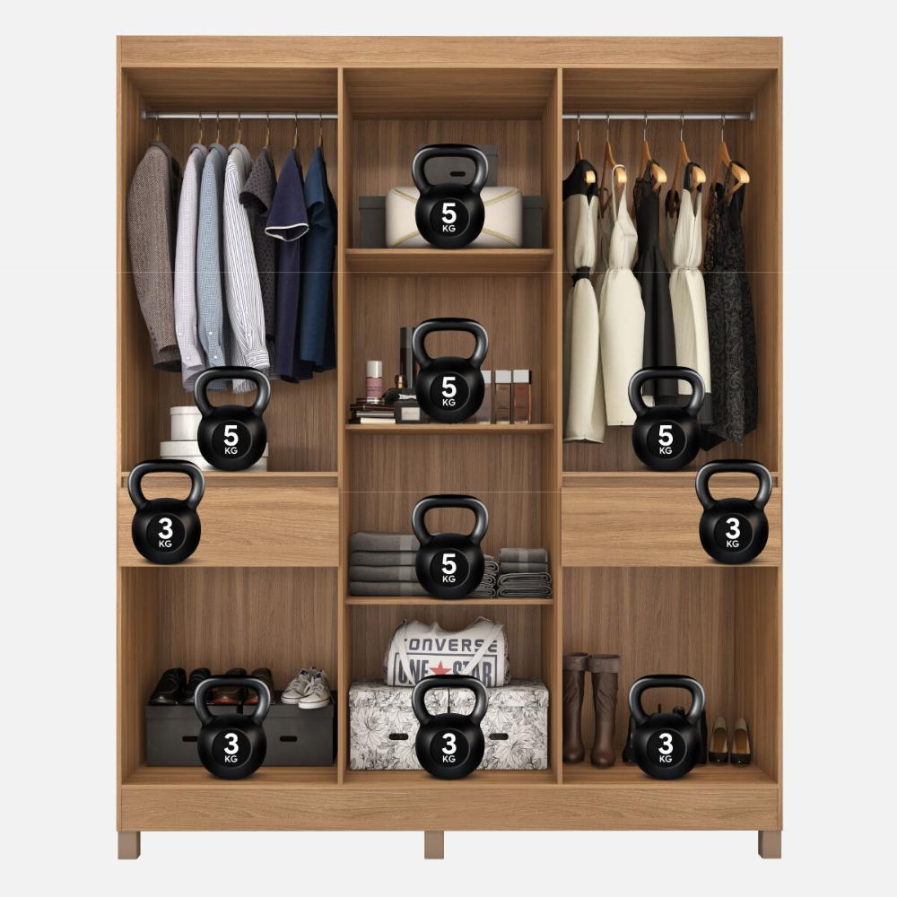Guarda-Roupa Casal 6 Portas 2 Gavetas 160cm Multimóveis CR35287 Amêndola/Grafito Prime TX