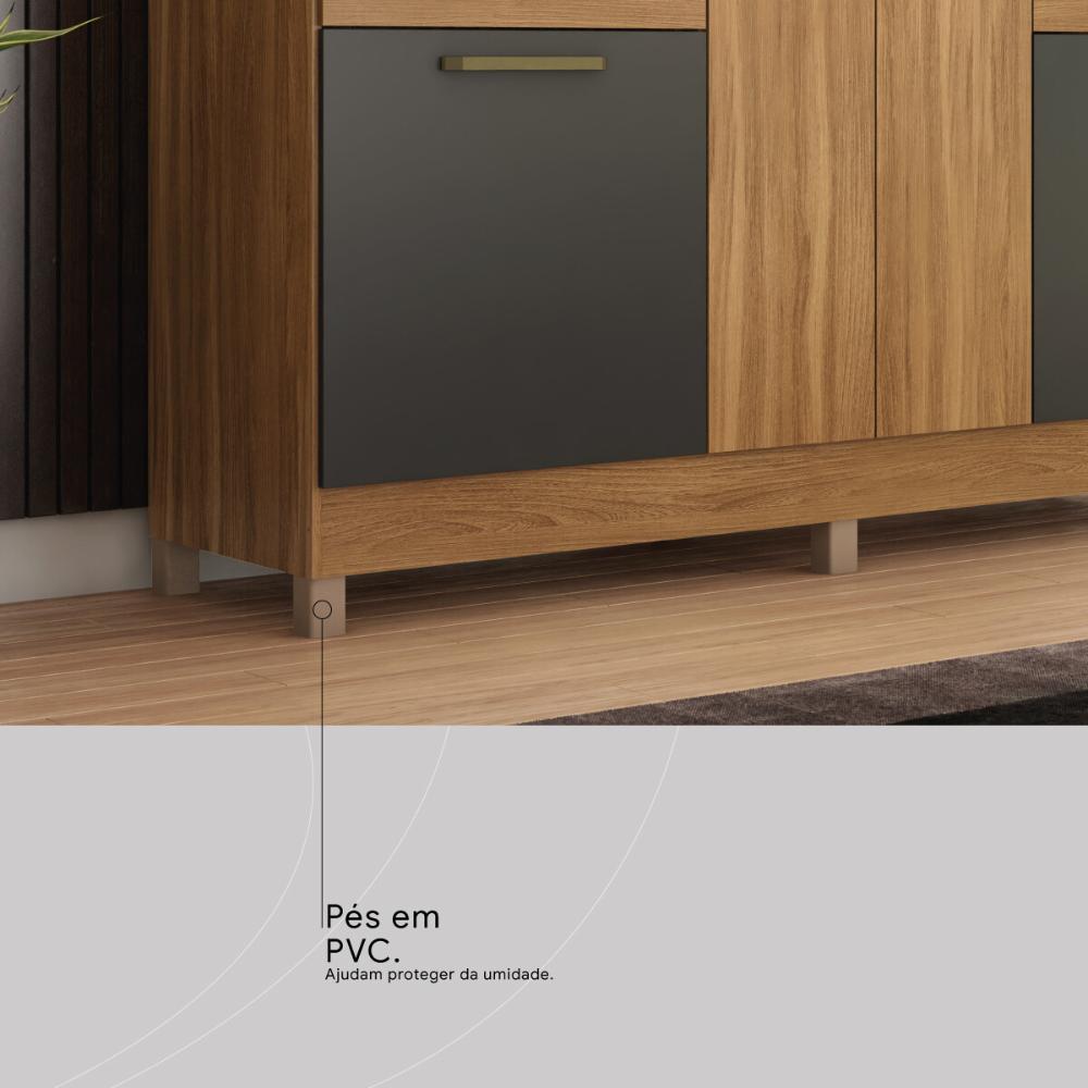 Guarda-Roupa Casal 6 Portas 2 Gavetas 160cm Multimóveis CR35287 Amêndola/Grafito Prime TX