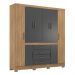 Guarda-Roupa Casal 8 Portas 4 Gavetas 201cm Multimóveis CR35288 Amêndola/Grafito