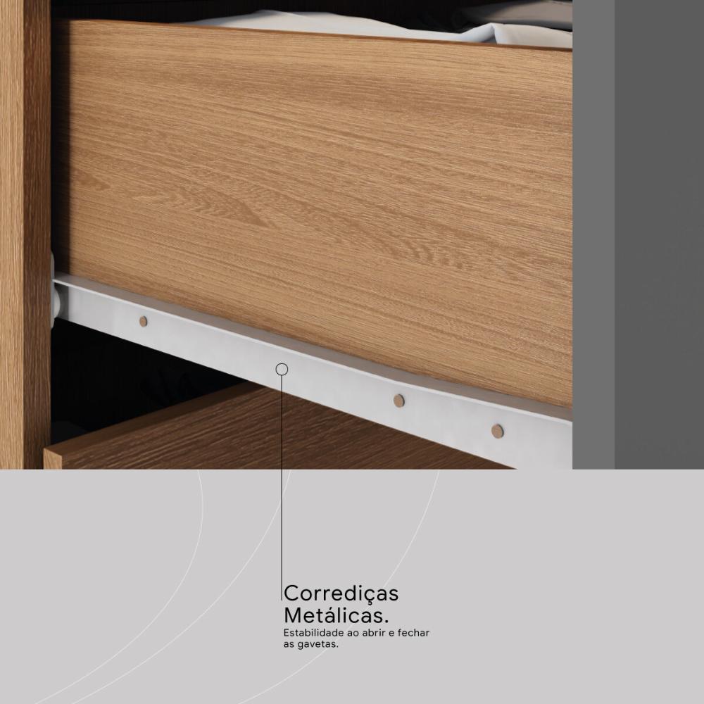 Guarda-Roupa Casal 8 Portas 4 Gavetas 201cm Multimóveis CR35288 Amêndola/Grafito